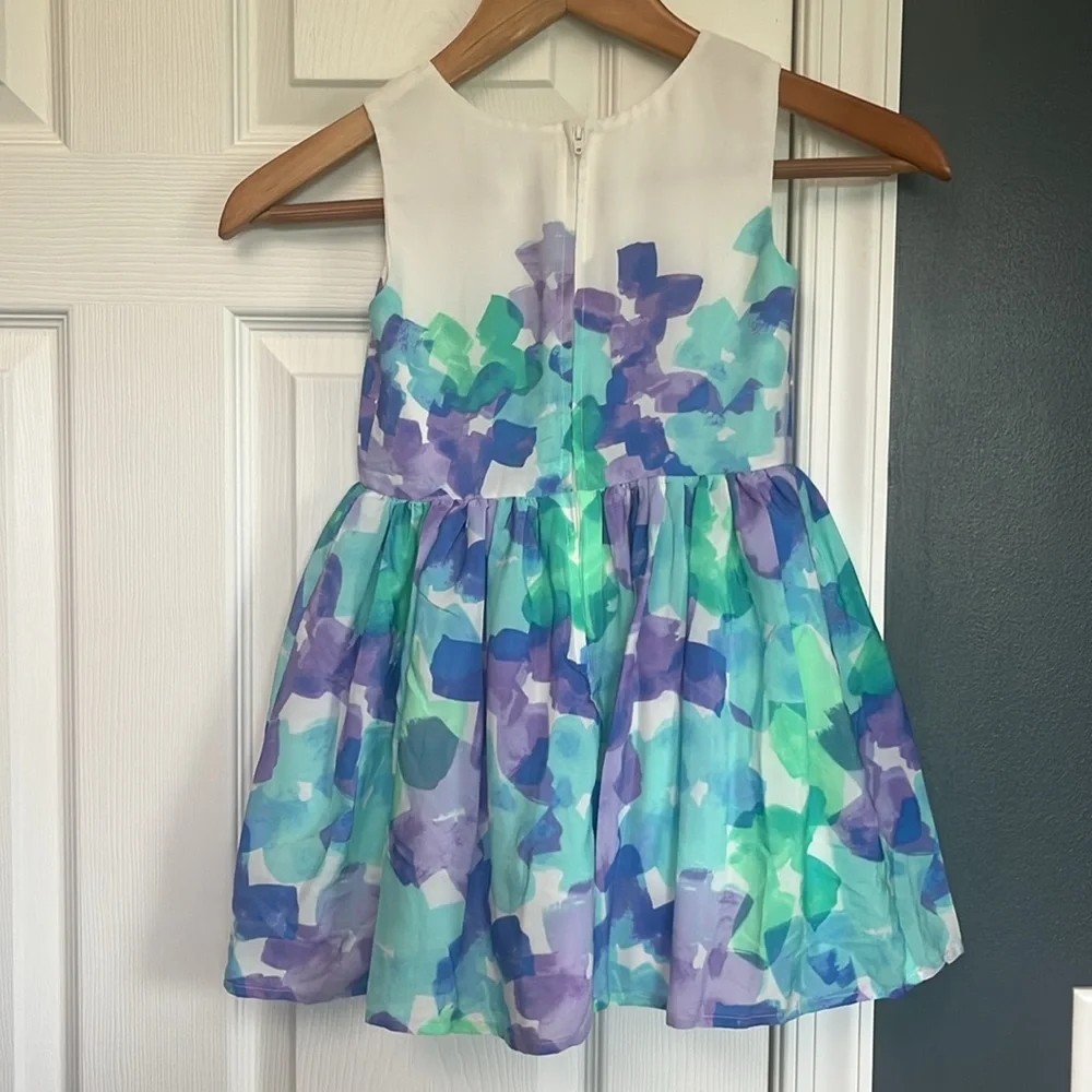 Children’s Place Sleeveless Easter Dress White Blue Purple Green Girl’s Size 5 - Picture 4 of 4